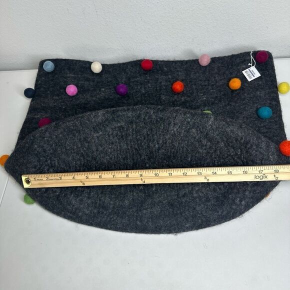 Rare Wool Felt Big Basket Gray Made In Nepal New Zélande Wool - Picture 10 of 12